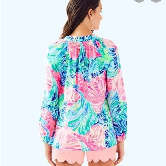•Lilly Pulitzer• Beach Please Elsa Silk Blouse NWT - Picture 3 of 8